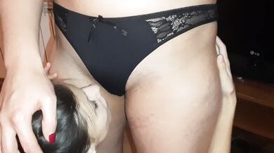 Sniffs and licks my panties which I wore for a week - lesbian_illusion