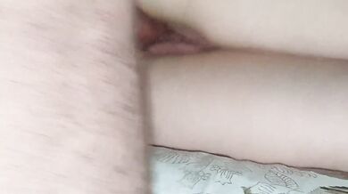 Wife with open Thai panties showing her clit and fucking hard until she gets pussy full of cum