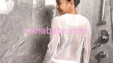Asian Twerking Babe Taking A Shower With Her Big Ass