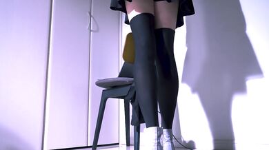 Jerky knees in black knee high