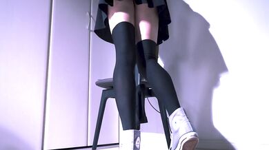Jerky knees in black knee high