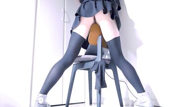 Jerky knees in black knee high