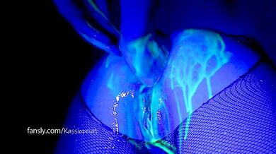 Halloween anal pumpkin shooting and luminous ass fisting