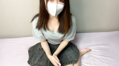Japanese amateur kneeling masturbation