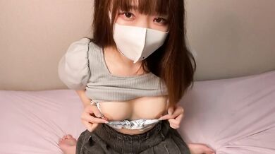 Japanese amateur kneeling masturbation