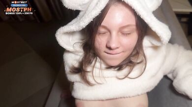 Roommate dressed up as a Cute Bear to Get Rough Fucked