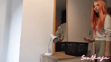 Step-Mom Caught me Jerking off to Her while doing Chores