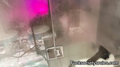 Squirting on the bathroom floor