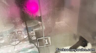 Squirting on the bathroom floor