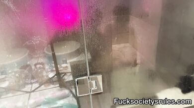 Squirting on the bathroom floor