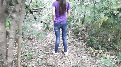 My girlfriend caught me masturbating in the forest and fucked me with a bottle.
