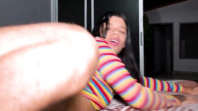 I cum twice on the perfect ass of a very colorful model
