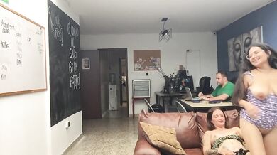 horny friends have sex in my office.