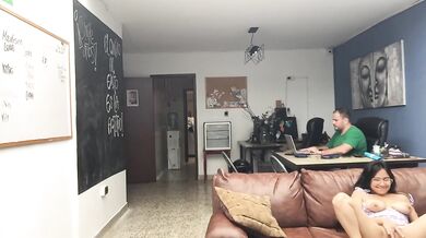 horny friends have sex in my office.