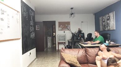 horny friends have sex in my office.