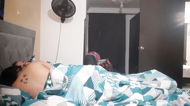 I masturbate next to my stepbrother's bed, he wakes up and fucks my pussy