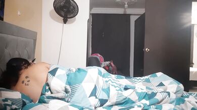 I masturbate next to my stepbrother's bed, he wakes up and fucks my pussy