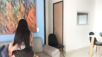 In a friend's apartment we get horny with my girlfriend