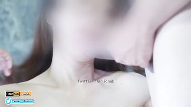 [4k Thai]First time of risahub Double Blowjob Sucking Two Cocks.