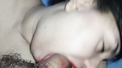 The best blowjob in the world, with the best close-up, her red lipstick-covered lips smearing the whole cock.