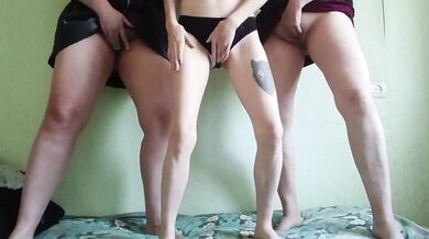 My girls and I had a bet about who would cum faster, but we all lost because we cum at the same time