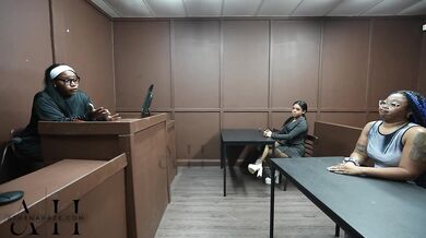 Ebony Slut fucks & sucks in judge Athena Hazes courtroom