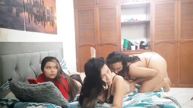 three girls fuck and make a video