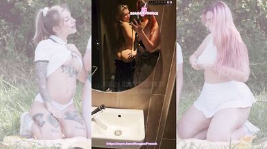 Reagan French & Ariia Guillard-Duo lesbien exhib dans les toilettes de Mcdo