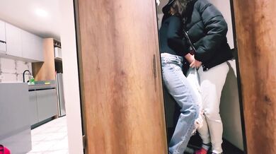 Her mom doesn't realize that I'm in her room having sex in the closet with her daughter!!
