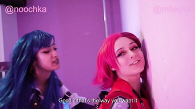 Handcuffed esbians rough each other up in a prison cell and kiss with tongue