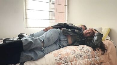 The two friends fuck in leather jackets