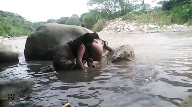 My stepsister and I went to the river and filmed ourselves having sex