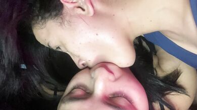 A naughty girl sucks my huge tongue
