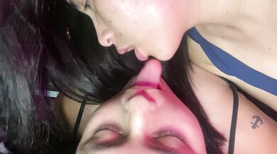 A naughty girl sucks my huge tongue