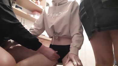 While our housekeeper was preparing dinner for us, we had sex behind her back