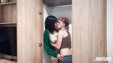 CAN I JOIN THEM? Rommies exchange saliva while playing hide and seek