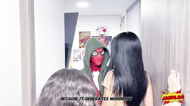ARACHNID FINGERS!! How delicious the spider woman eats our pussy before saving the world.