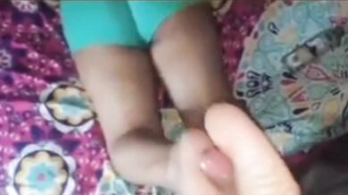 Fetish and masturbation with cumshot on delicious feet