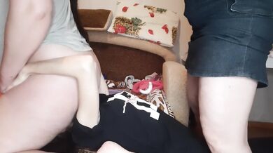 While I was sitting on my girlfriend's face, our neighbor from behind us began to masturbate