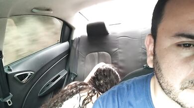 fucking horny college couple on a public uber trip