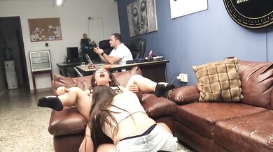 I fuck my friend in front of my husband in his office.