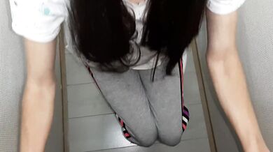 The waitress licked my pussy in the cafe toilet - Lesbian_illusion