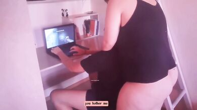 The bitch did not let me play games and got a huge dildo in my pussy
