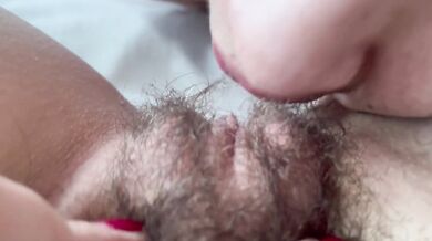 My little hairy clit is sucked POV