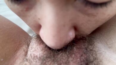 My little hairy clit is sucked POV