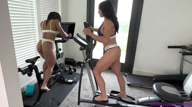 SEXY MUSCLE BABES EAT PUSSY, SCISSOR AND STRAP ON FUCK EACH OTHER