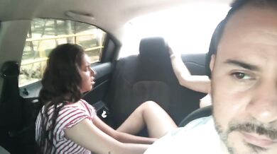 Hot girls make videos in my car for their boss