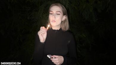 (ALL 30 scenes) Lesya is smoking all white Winston cigarettes at home & street using matches 4K resolution