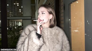 (ALL 30 scenes) Lesya is smoking all white Winston cigarettes at home & street using matches 4K resolution