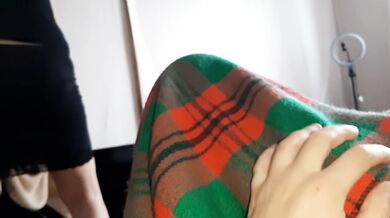 While our housekeeper is cleaning the house, we are fucking under the blanket - Lesbian_illusion